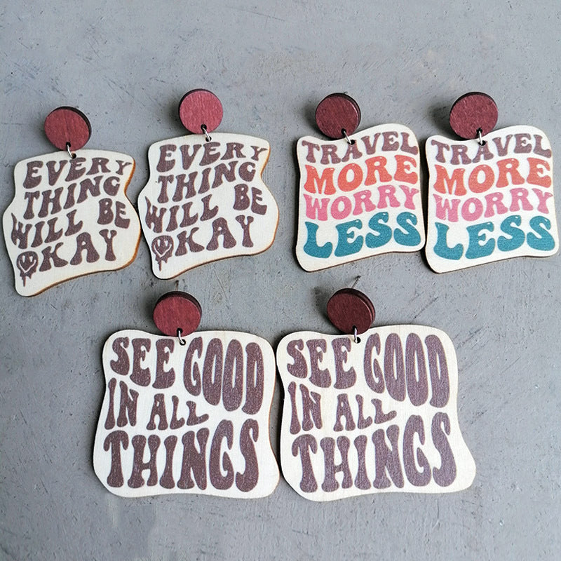 Wooden letter earrings - wallojewerly 