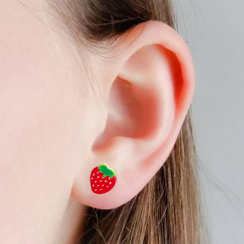 Red Fruit Fun Acrylic Earrings - wallojewerly 