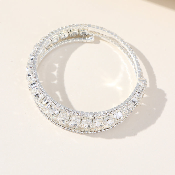 Versatile Rhinestone Wrap Bracelet - Open Cuff with Sparkling Crystal Details