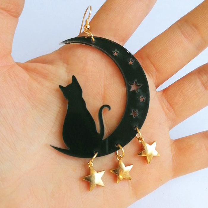 Acrylic black cat earrings