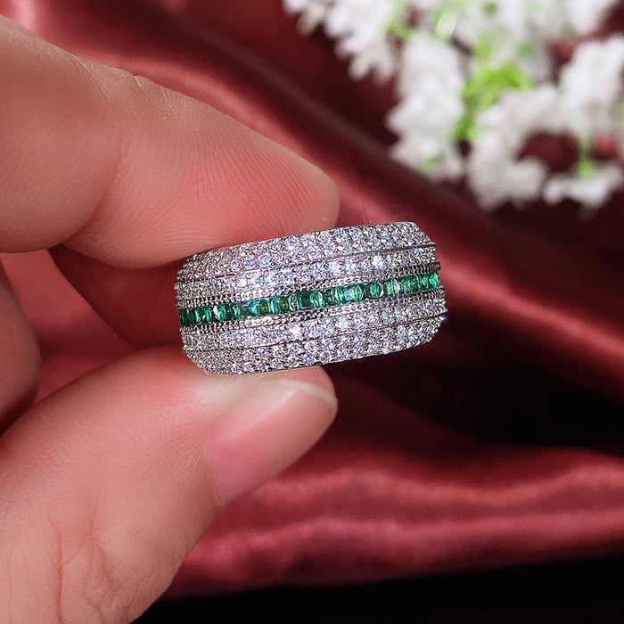 Color-blocked zircon rings, celebrity style couple rings, European and American fashion accessories