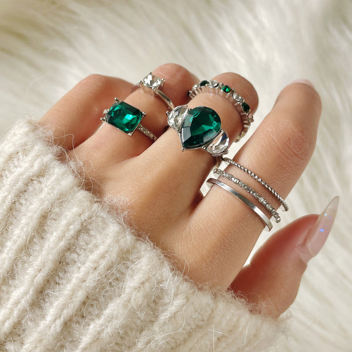 Elegant Gemstone Ring Set - 4-Piece Minimalist High-Quality Rings for Women