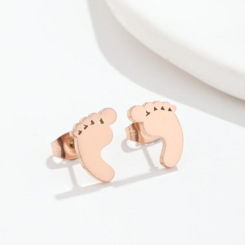 Pendientes de acero inoxidable con forma de huella de bebé: joyas bonitas y emotivas para madres