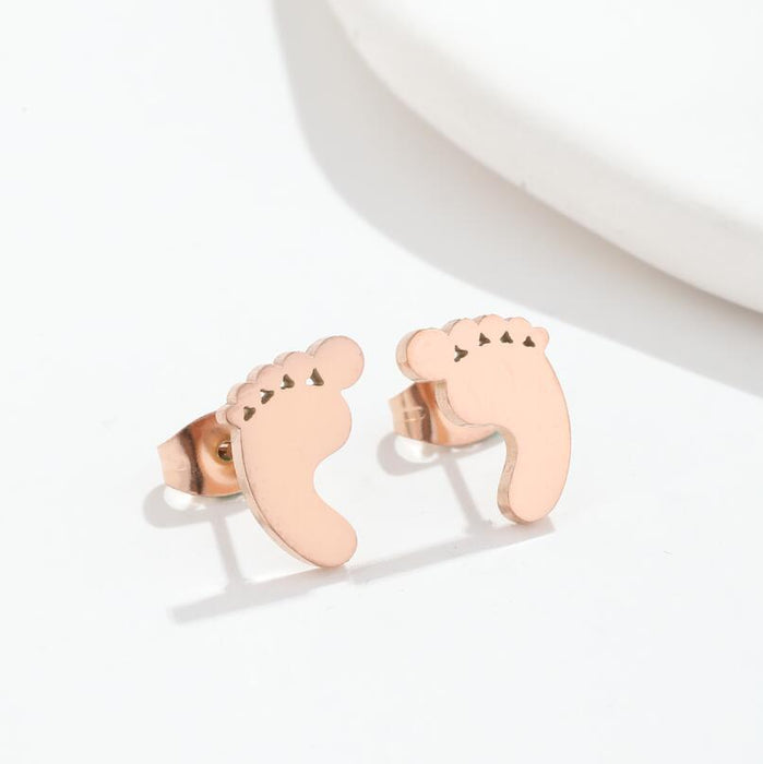 Baby Footprint Stainless Steel Stud Earrings - Cute and Heartfelt Jewelry for Mothers