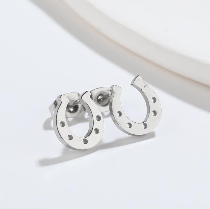 Horseshoe U-Shaped Stainless Steel Stud Earrings - Simple and Chic Geometric Jewelry