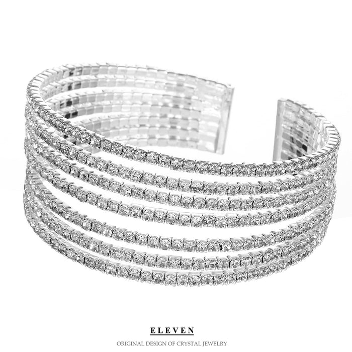 Best-Selling Rhinestone Bracelet - Exaggerated Multi-Row Cuff for Brides