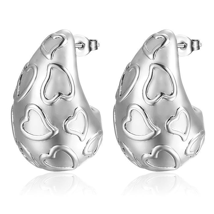 Stainless Steel Water Drop Hollow Earrings 18K Electroplating Geometric Women's Earrings