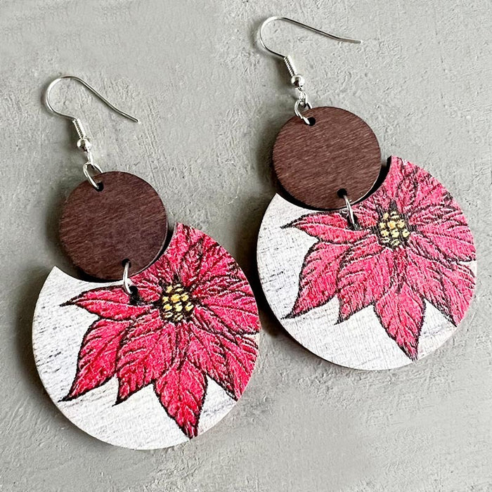 Bohemian Christmas Wooden Forest Geometric Splicing Earrings - wallojewerly 