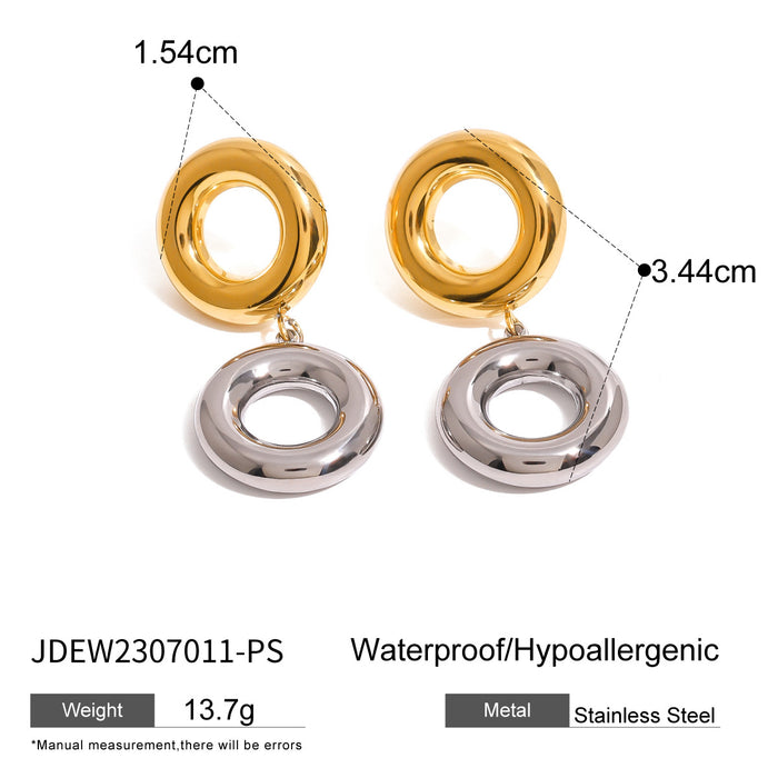 Stainless steel color matching hoop earrings niche earrings