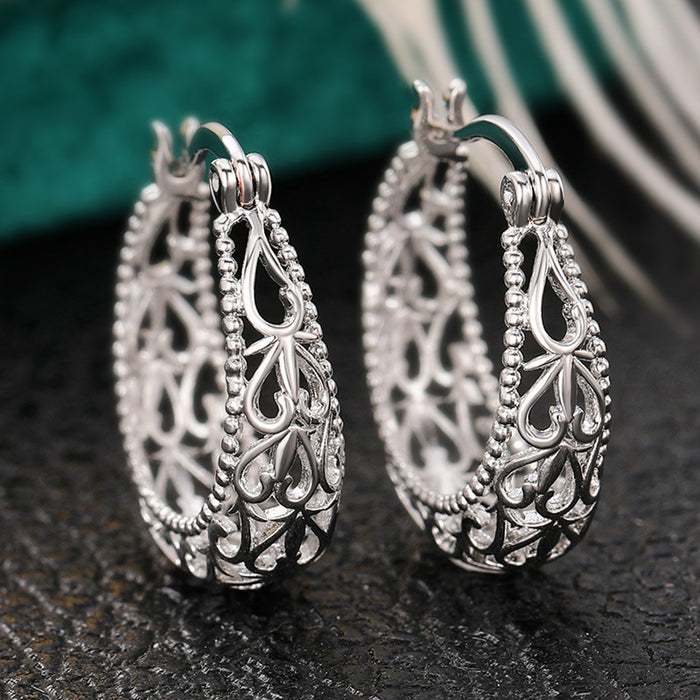 Vintage carved earrings exaggerated wedding earrings