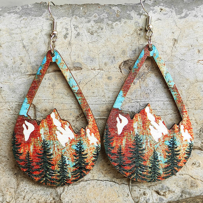 Wooden mountain earrings