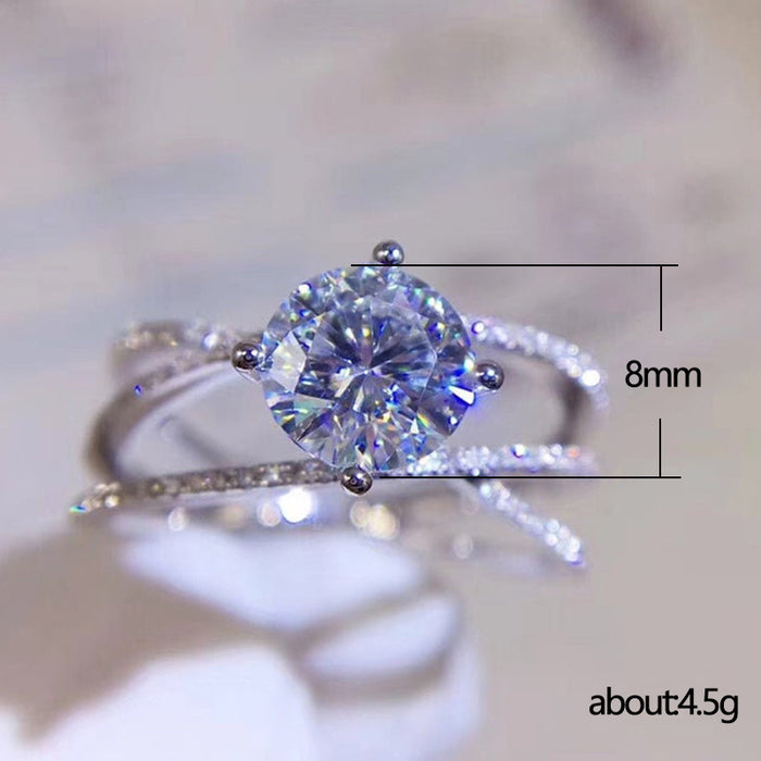 Classic four-claw zircon diamond ring double-wrapped engagement ring