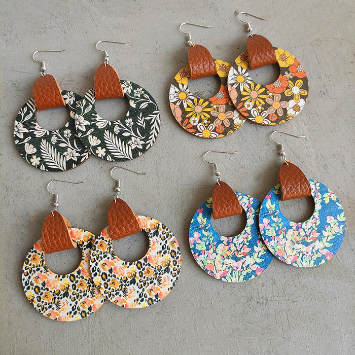 Wooden floral texture earrings