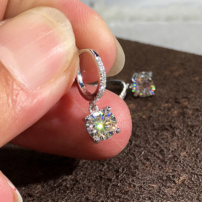 Pendientes de circonita y diamante redondos, pendientes creativos para mujer