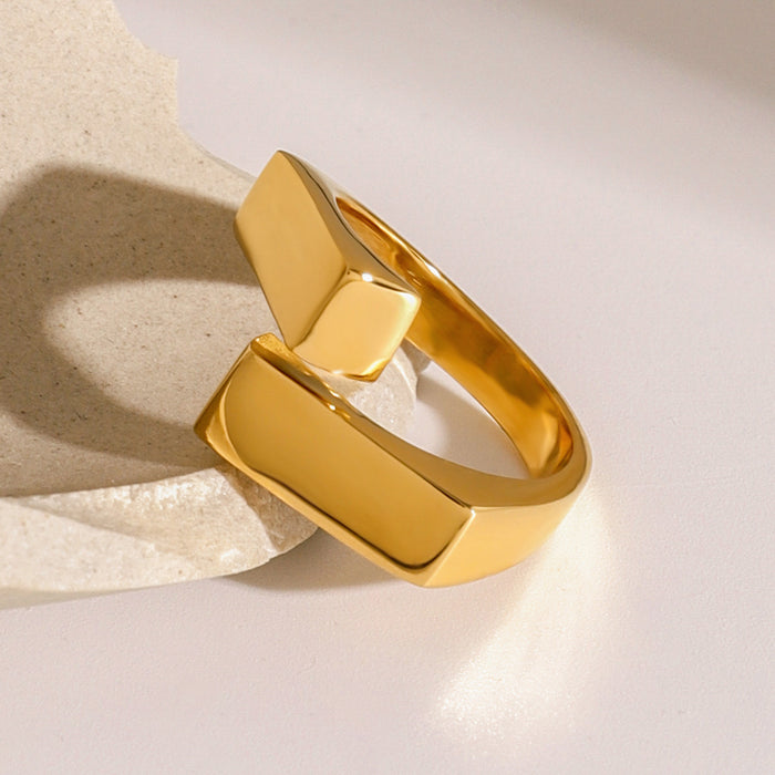 Minimalist 18K Gold Plated Stainless Steel Ring with Textured Finish