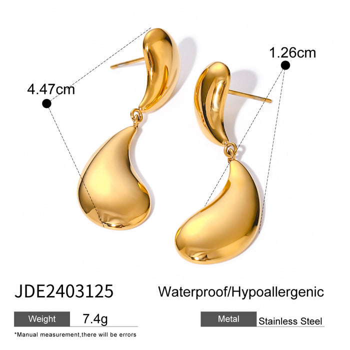 18K Gold Plated Stainless Steel Round Hoop Earrings - Cross-Border Fashion Jewelry