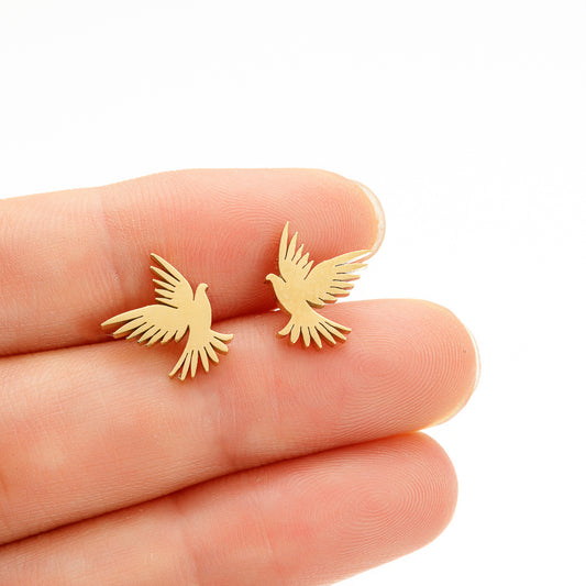 Eagle earrings, cross-border creative new punk style series hollow stainless steel bird earrings retro earrings