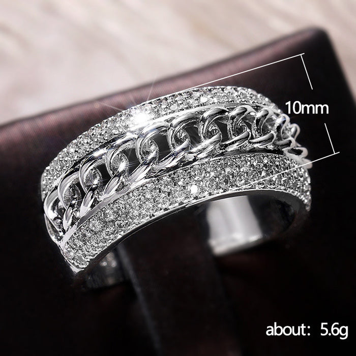 Cuban chain zircon ring hip hop trend men and women ring