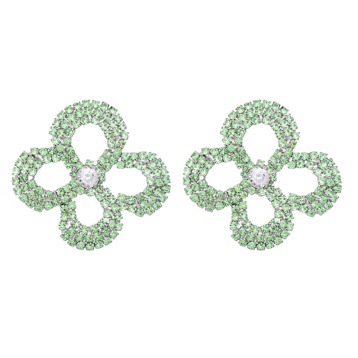 Sparkling Rhinestone Hoop Earrings - Exaggerated Floral Dangles for a Chic Look