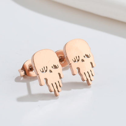 Skull Stainless Steel Stud Earrings - Simple and Luxurious Halloween Jewelry