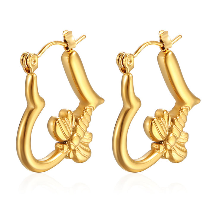 Trendy retro stainless steel earrings 18K gold personality exaggerated