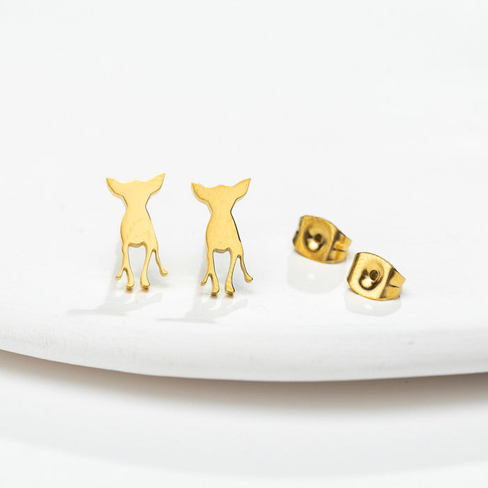 Chihuahua Dog Stainless Steel Stud Earrings - Sweet and Playful Animal Jewelry