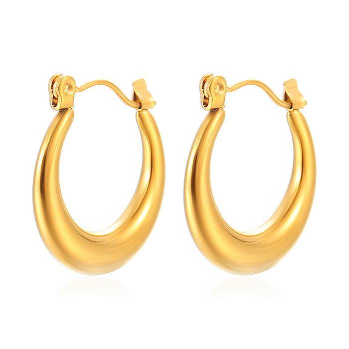 Half-circle hollow earrings French 18K plated earrings