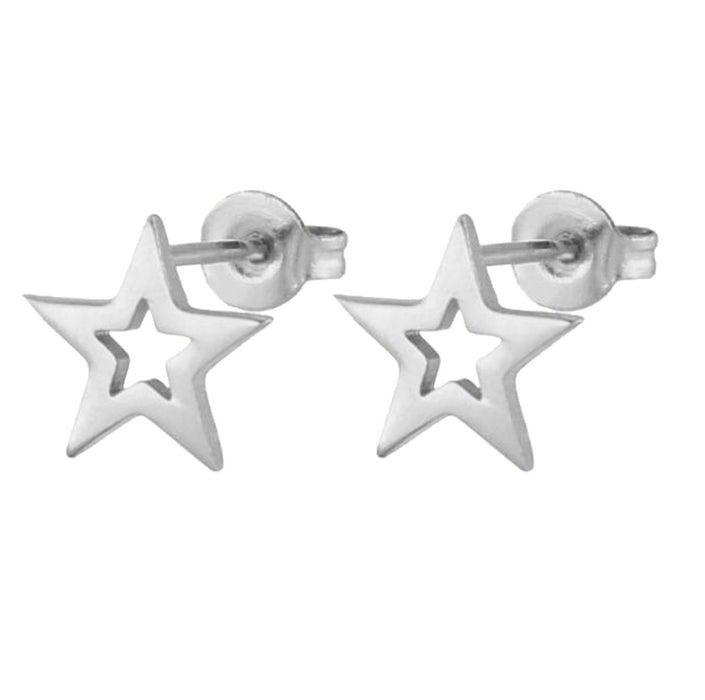 Black star and moon earrings, cross-border new stainless steel simple star and moon earrings personalized accessories wholesale