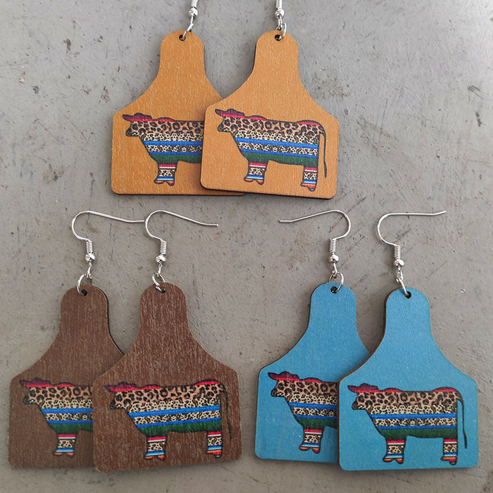 Wooden cow bottle earrings