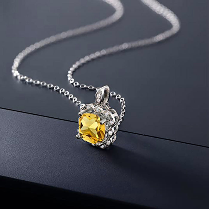 Sugar Cube Pendant Micro-inlaid Tourmaline Necklace European and American Luxury Necklace