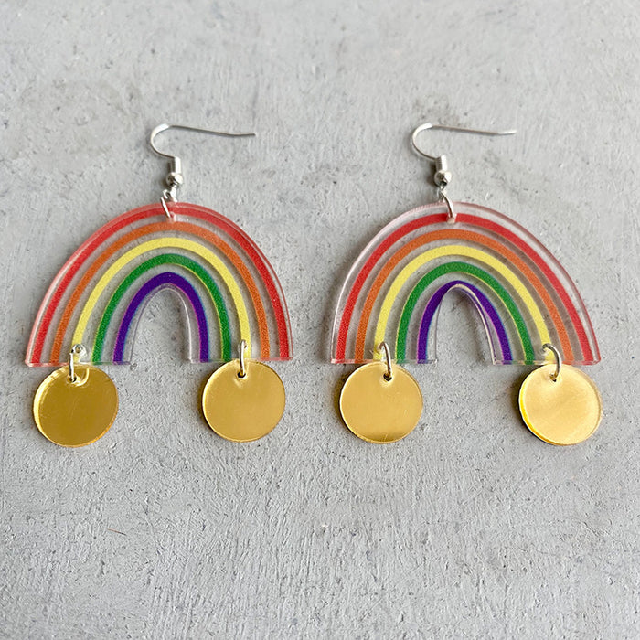 Rainbow Mirror Cloud Earrings with Bohemian Trendy Style