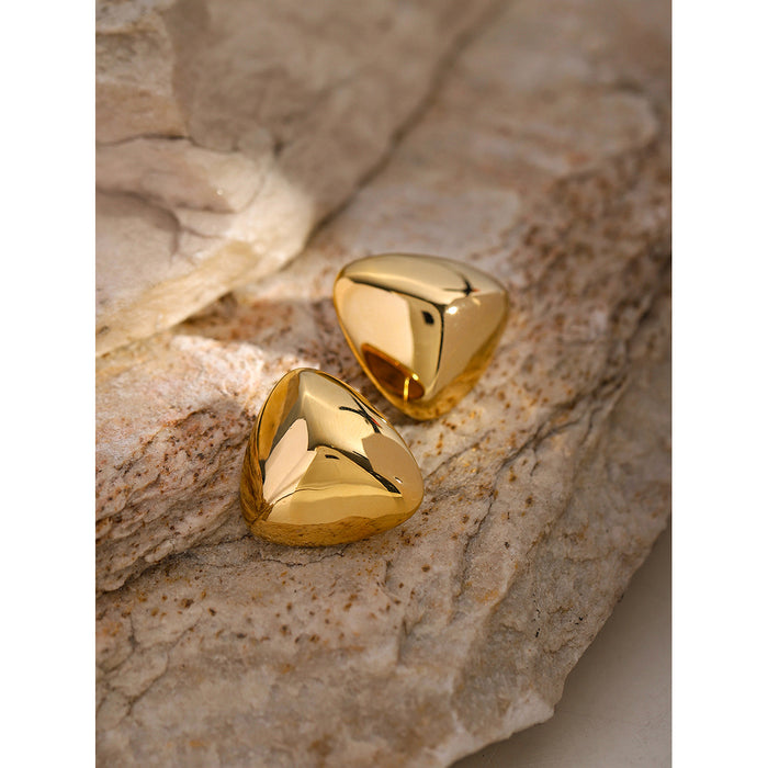 Pendientes triangulares tridimensionales de acero inoxidable chapado en oro de 16 quilates, novedad primavera/verano 2024: joyería de oro blanco estilo playa