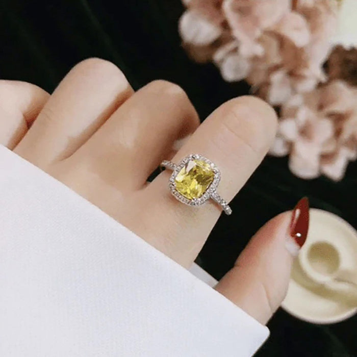 Yellow square ring female French court style accessories