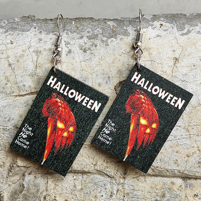 Halloween book wooden earrings