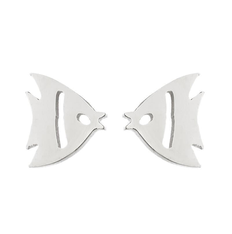 Fish Design Stainless Steel Stud Earrings - Cute and Playful Ocean-Themed Jewelry