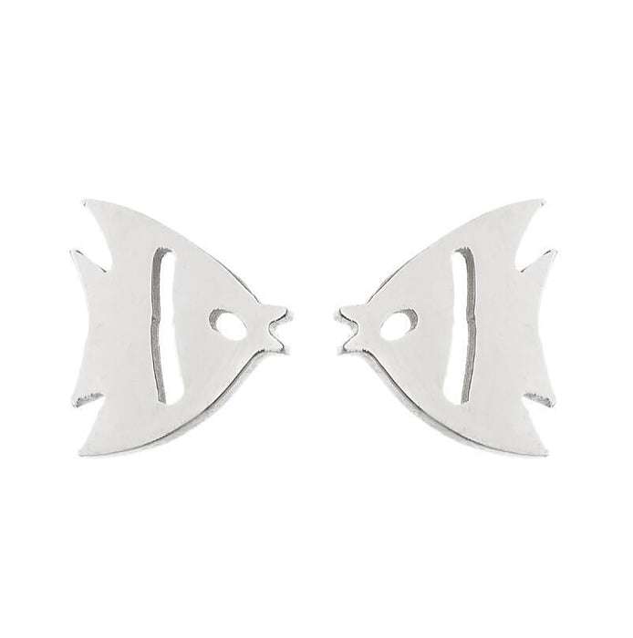 Fish Design Stainless Steel Stud Earrings - Cute and Playful Ocean-Themed Jewelry