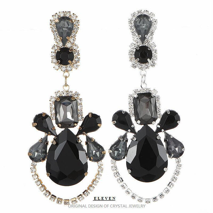 Geometric Waterdrop Rhinestone Earrings - Full Rhinestone Statement Jewelry