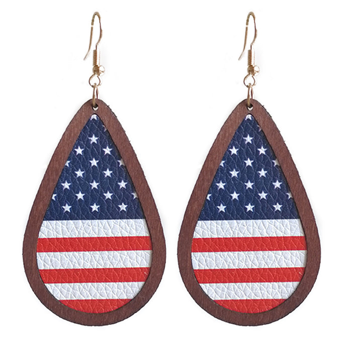 Wooden patriotic earrings