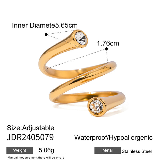 Exquisite 18K Gold Plated Stainless Steel Ring with Wavy Pattern