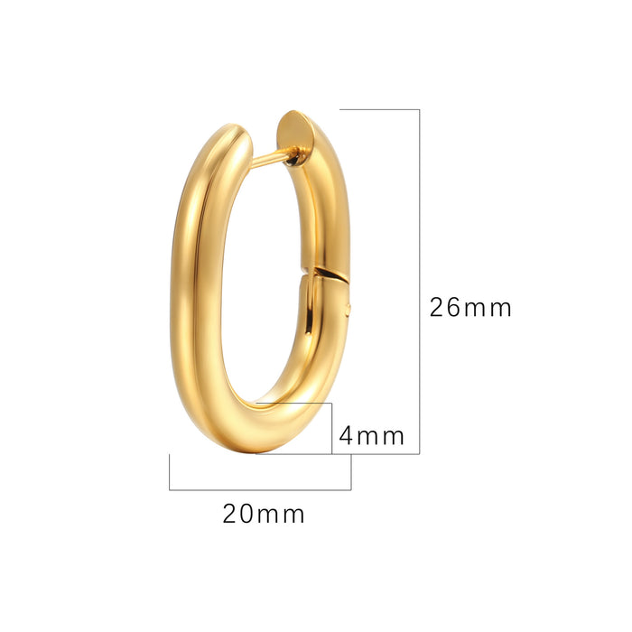 Pendientes sencillos en forma de U Pendientes de acero de titanio bañados en oro de 14K