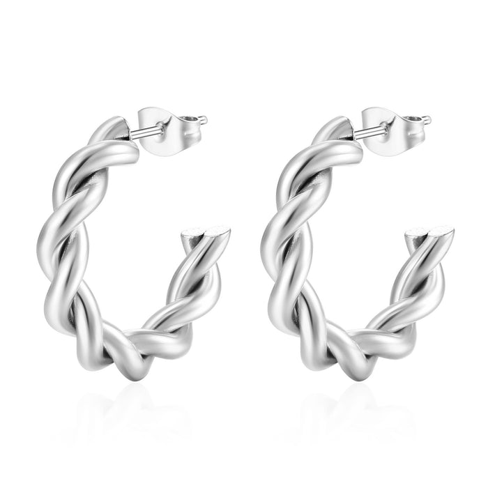 Twisted stainless steel earrings, gold C-shaped titanium steel earrings, light luxury earrings