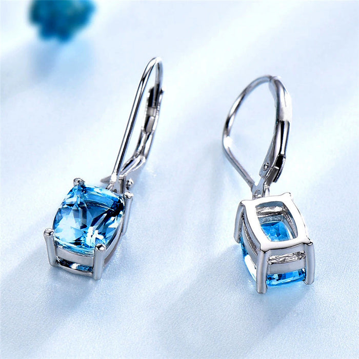 Blue Imitation Topaz Drop Earrings