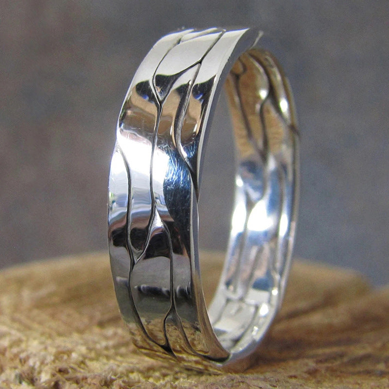 Retro domineering ring simple atmosphere texture ring