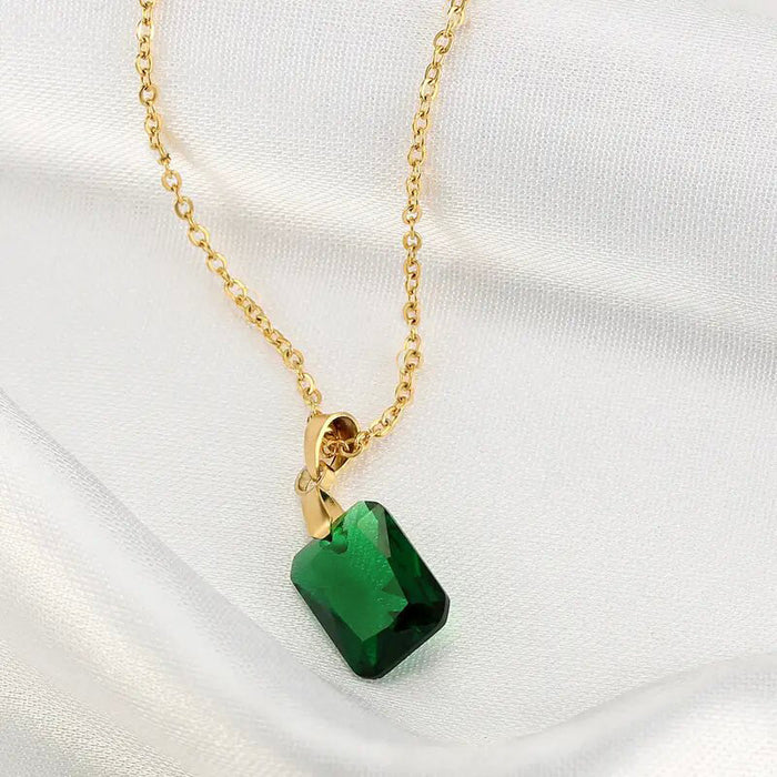 Retro rectangular pendant necklace geometric simple necklace