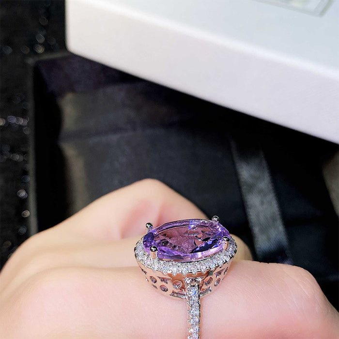 Imitation amethyst zircon ring engagement colored gemstone ring