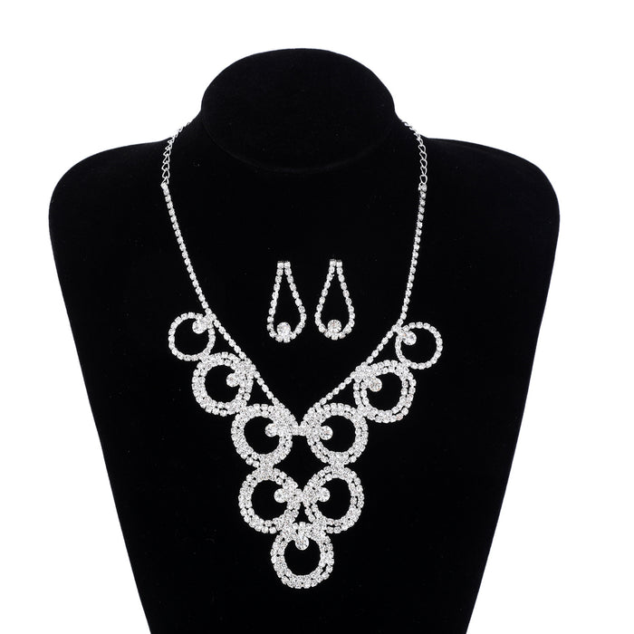 Rhinestone Waterdrop Necklace Set - Bridal Jewelry with Floral Elements