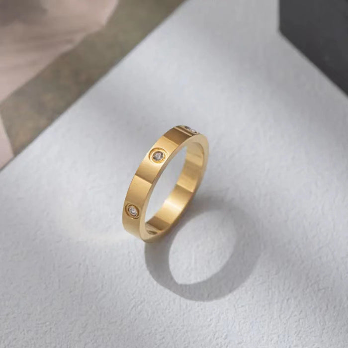 Korean style all-match zircon ring minimalist design ring