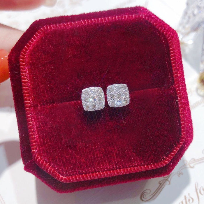 Sparkling Square Diamond Earrings