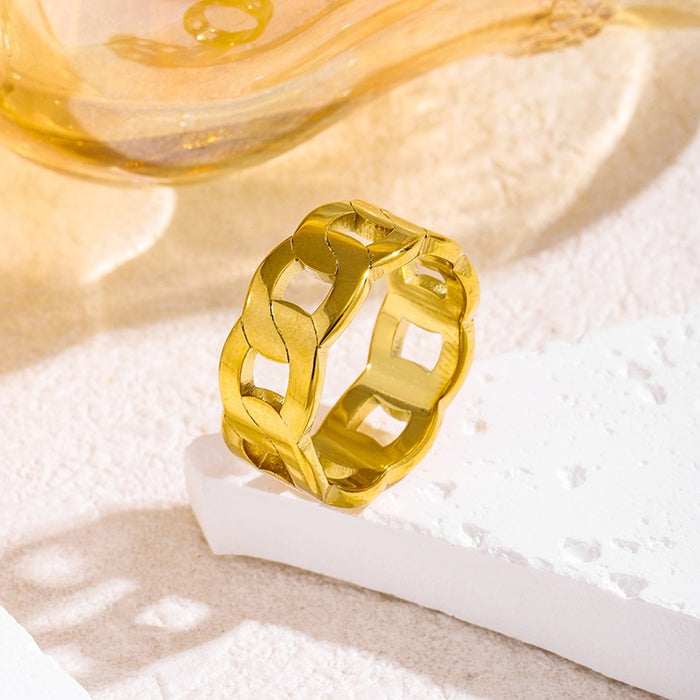 Wholesale stainless steel and titanium steel twisted openwork chain rings