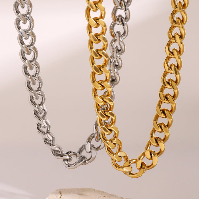 Pure chain necklace, European and American stainless steel ins style clavicle chain titanium steel neck ornament